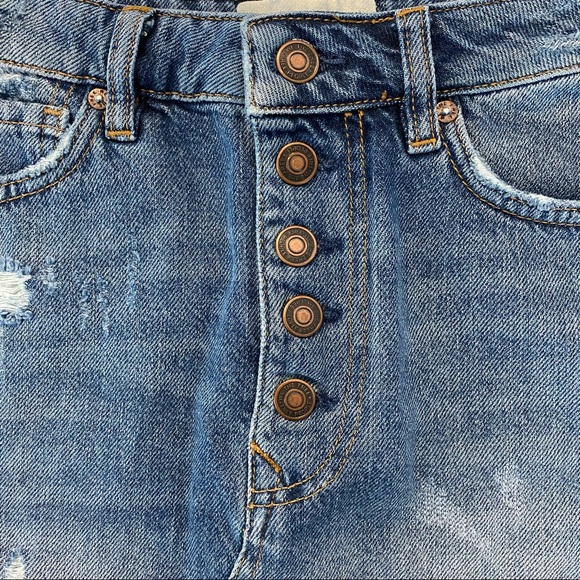 Free People Distressed Denim Skirt - Picture 4 of 5